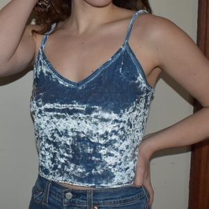 Urban Outfitters Light Blue Crushed Velvet Cami